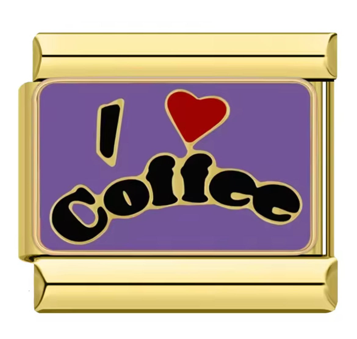 I Love Coffee Italy Charm Gold Link