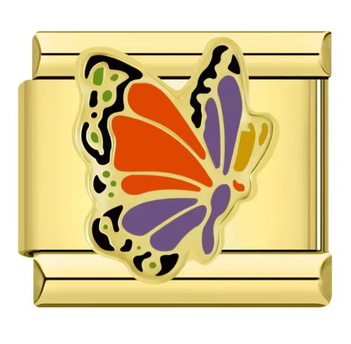 Colorful Enamel Butterfly Charm Gold Link