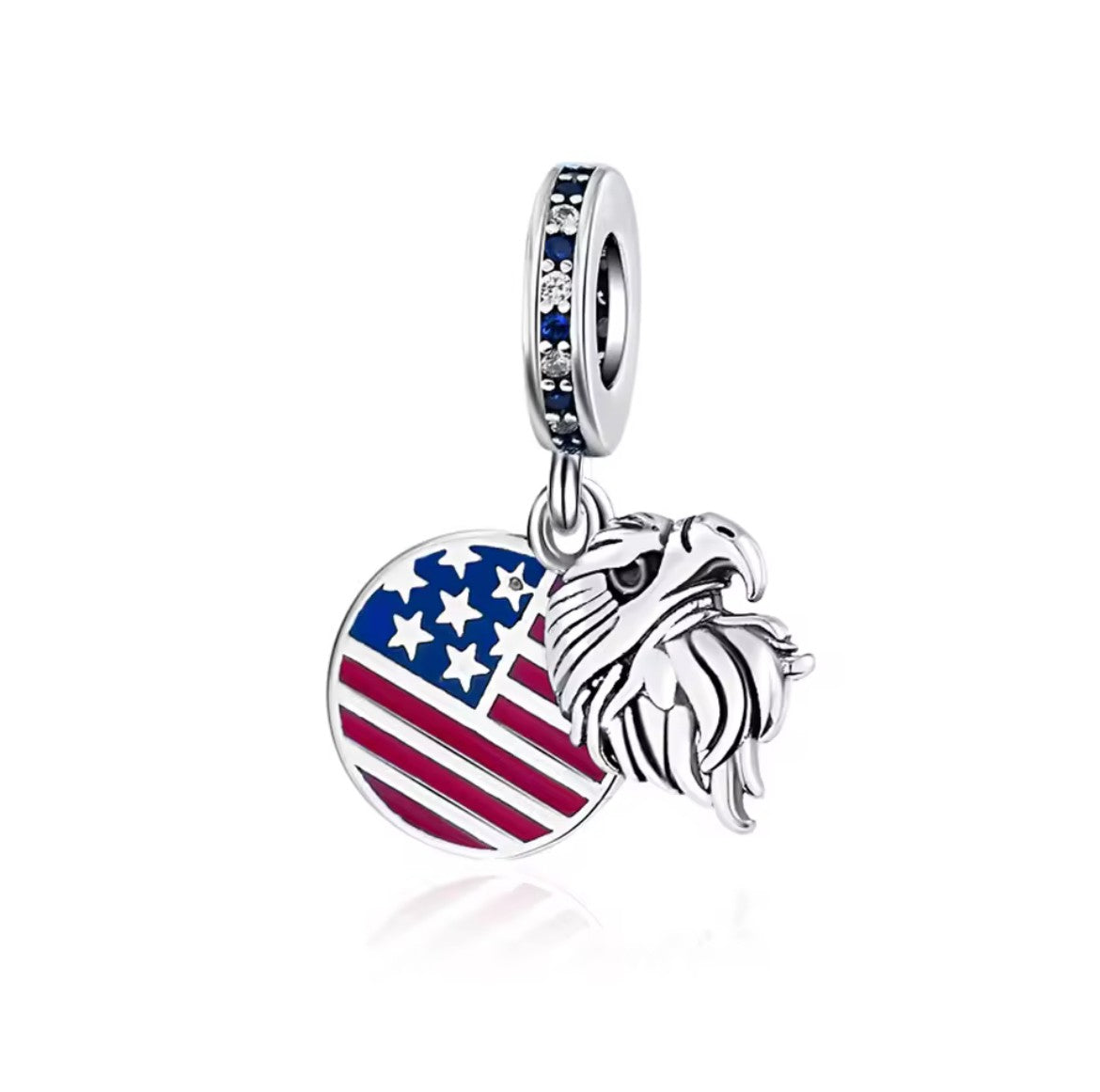 USA Flag Eagle Dangle Charm