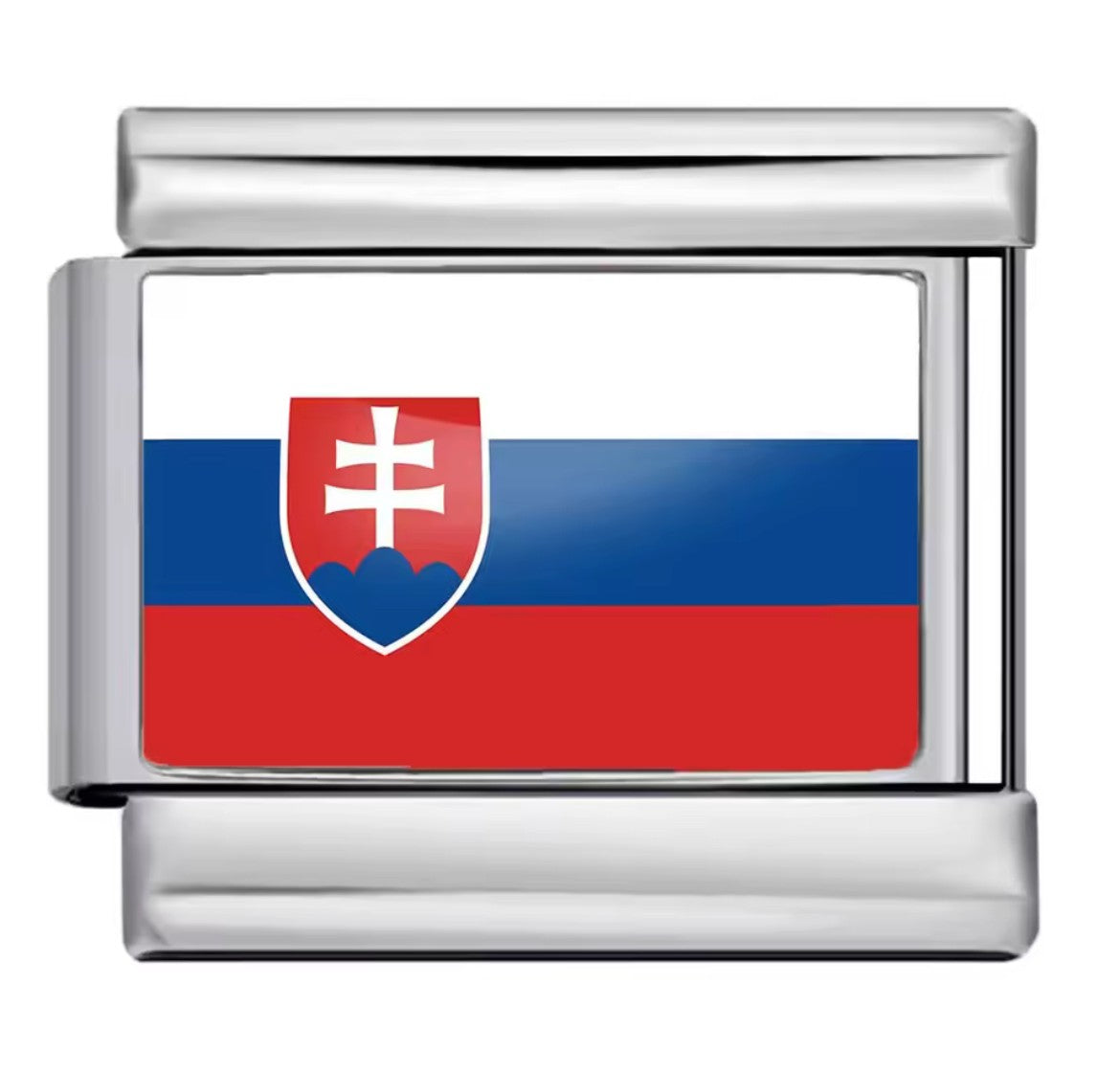 Slovakia Flag Charm Silver Link