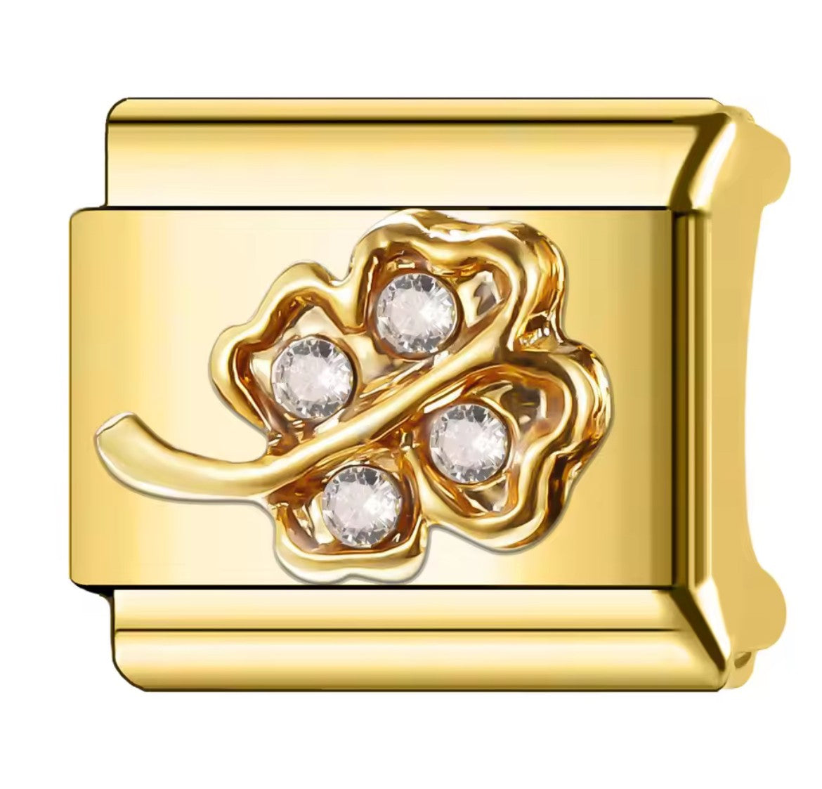 Four Leaf Clover Italy Charm Gold Link