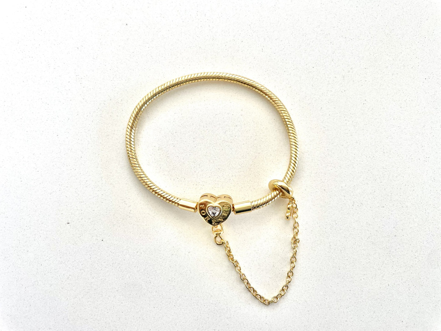 Heart Charm Snake Bracelet