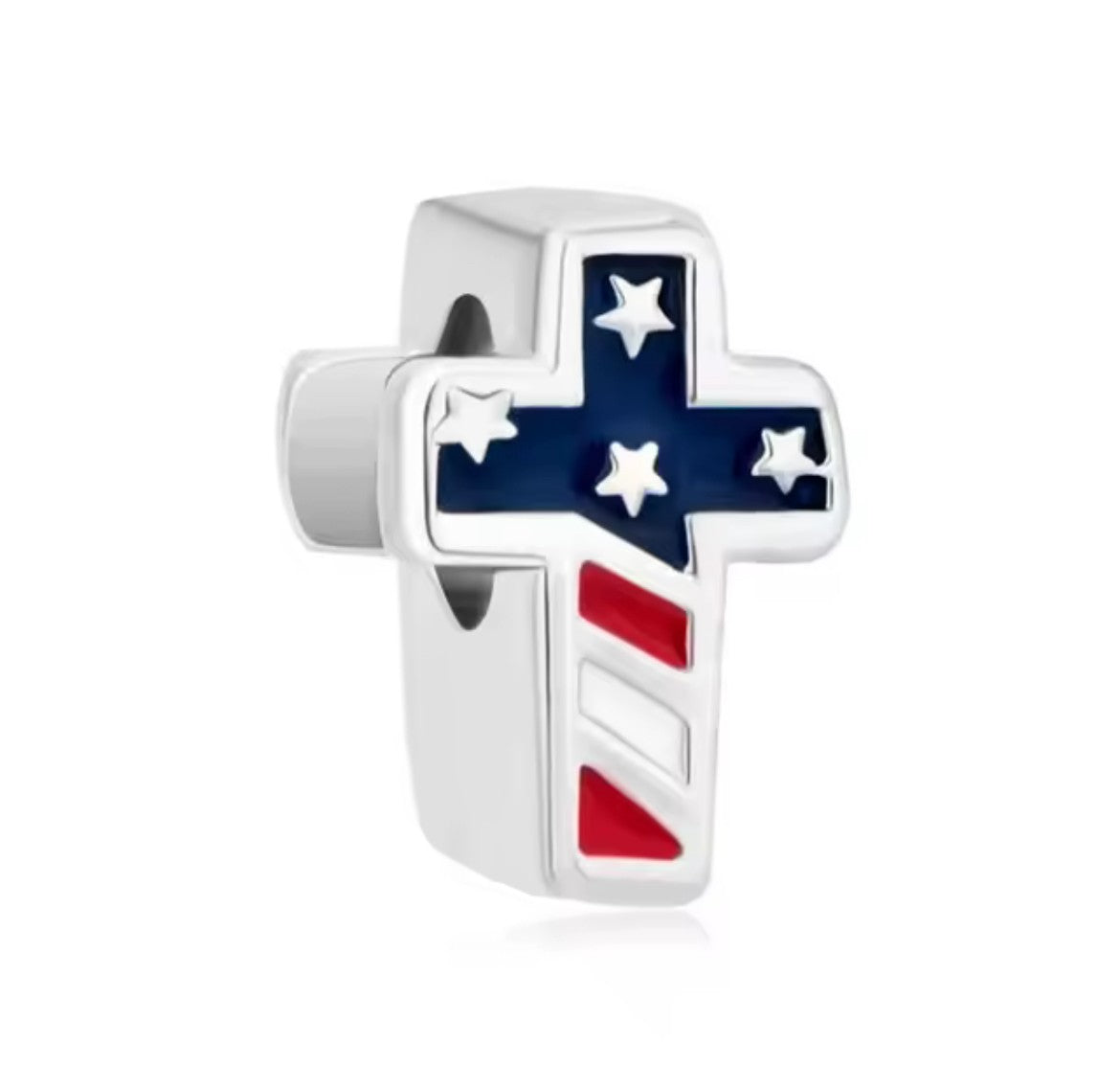 American Flag Cross Charm