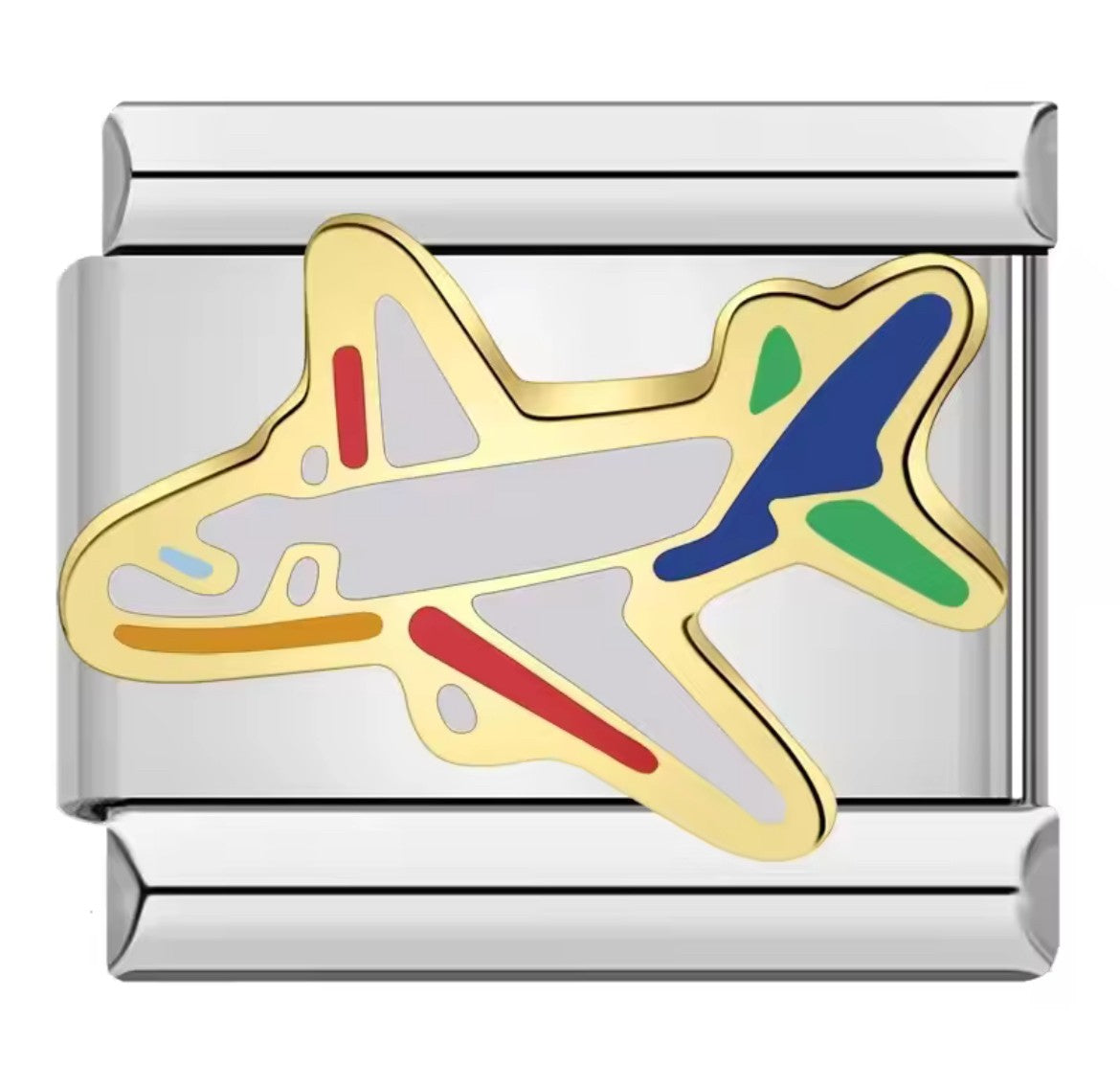 Airplane Italy Charm Silver Link