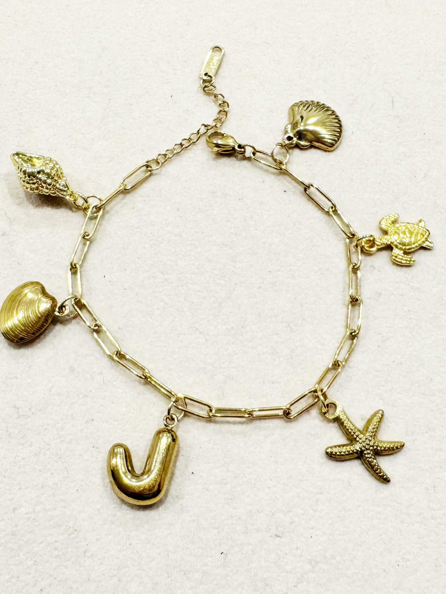 Initial & Shells Charm Bracelet