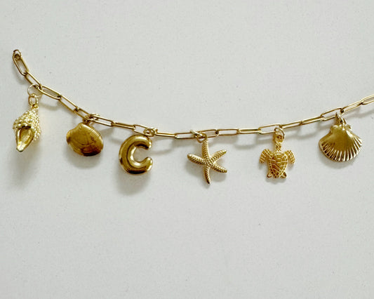Initial & Shells Charm Bracelet