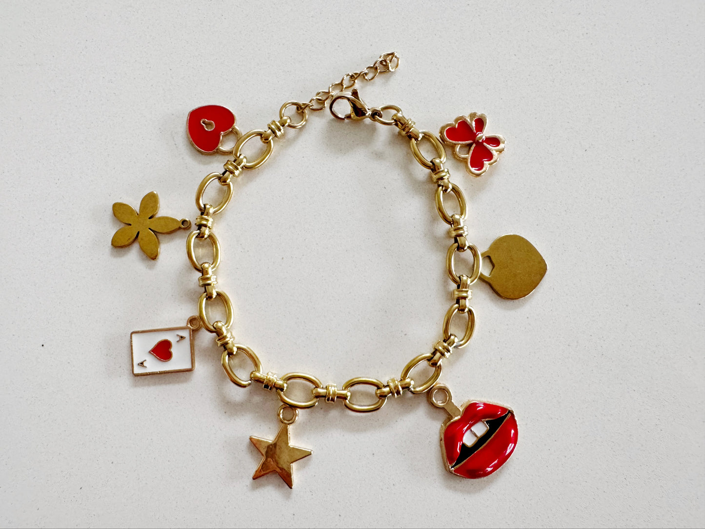 Red Lips Charm Bracelet