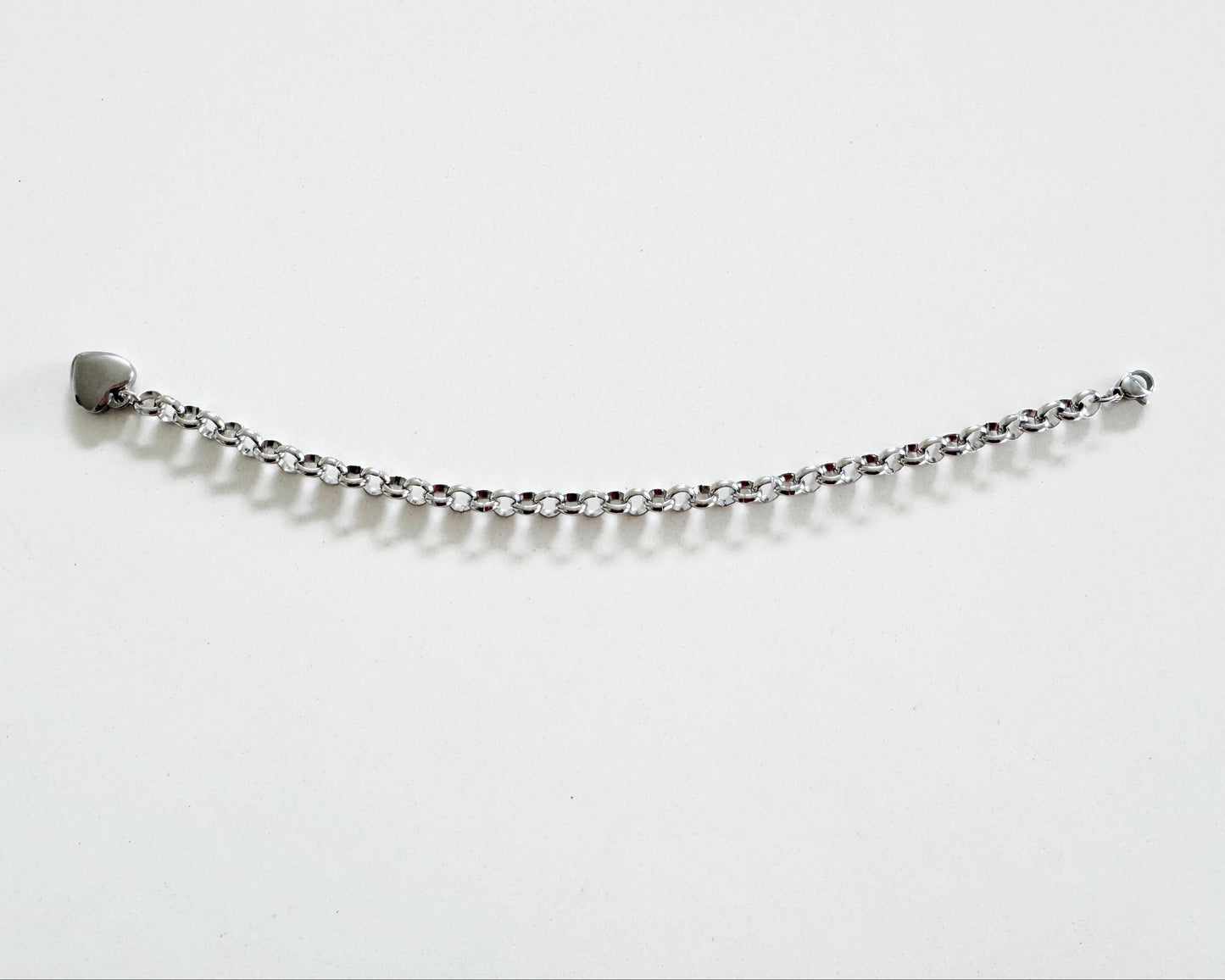 Silver Heart on Sleeve Chain Bracelet