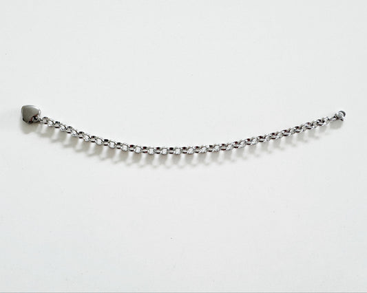 Silver Heart on Sleeve Chain Bracelet