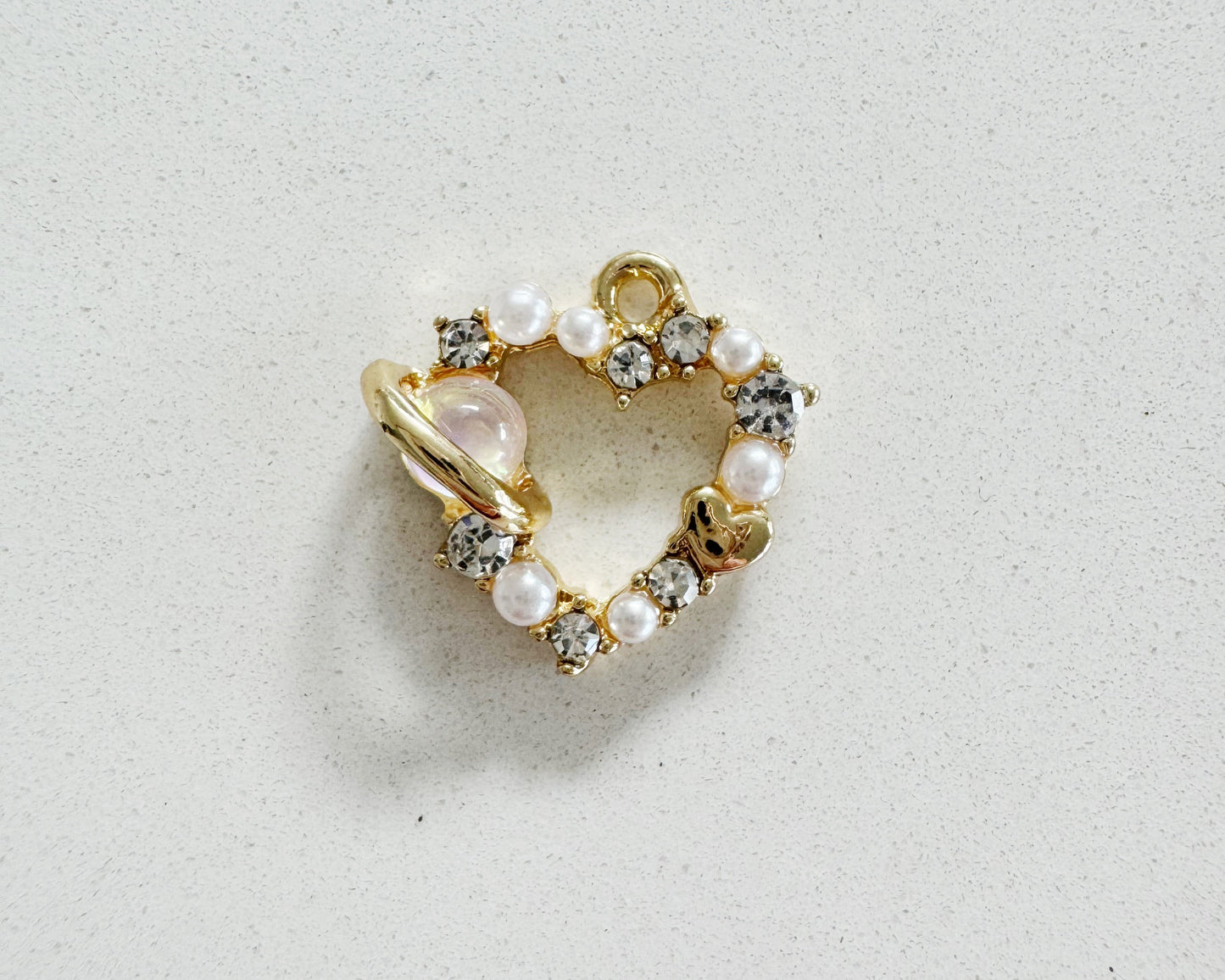 Diamonte Pearly Heart Charm
