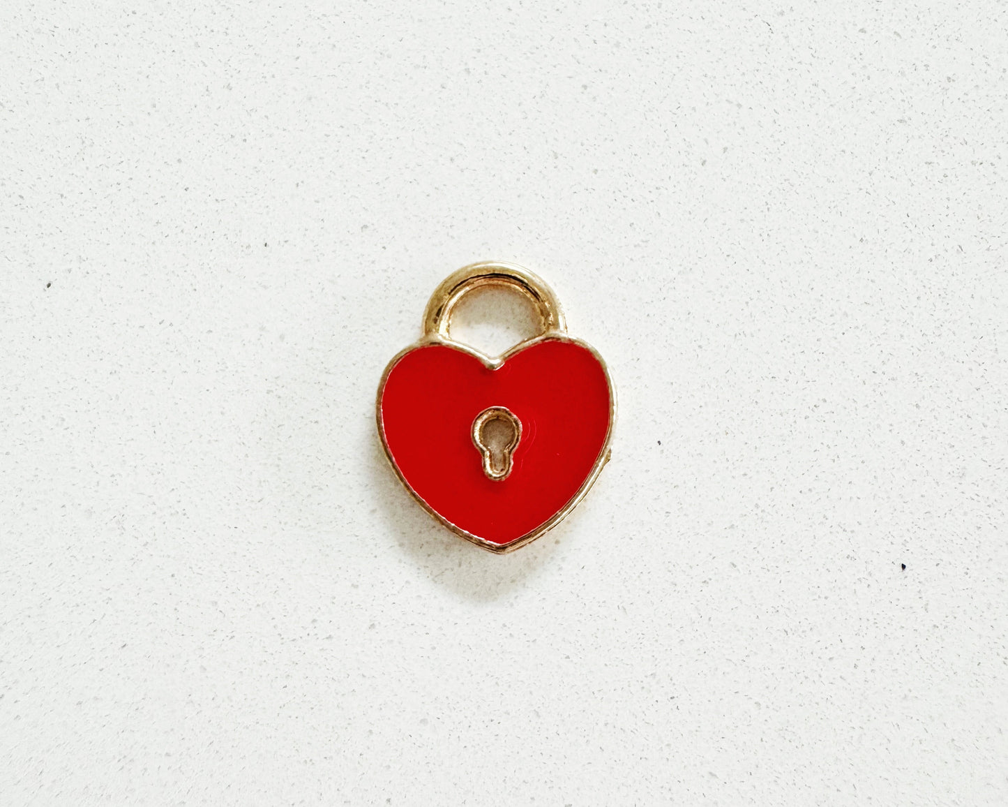 Red Heart Padlock Charm