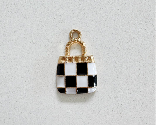 Black/ White Checkered Handbag Charm