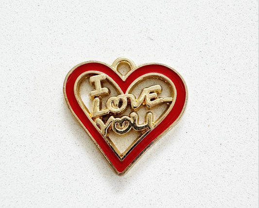 Large I Love You Heart Charm