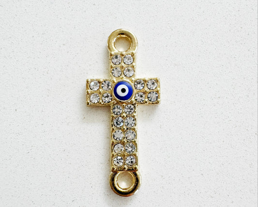 Diamonte Cross with Evil Eye Cross Charm