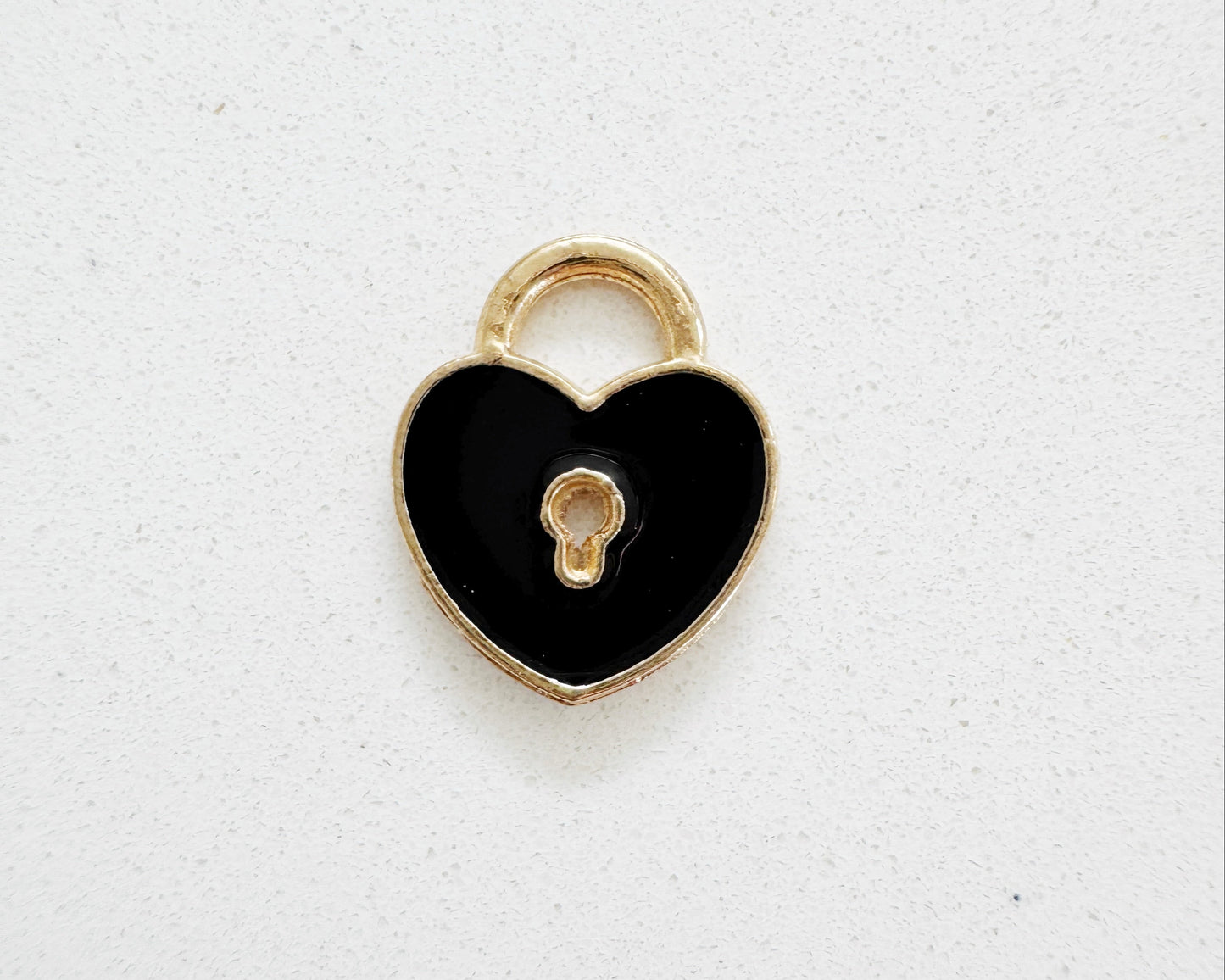 Black Heart Padlock Charm
