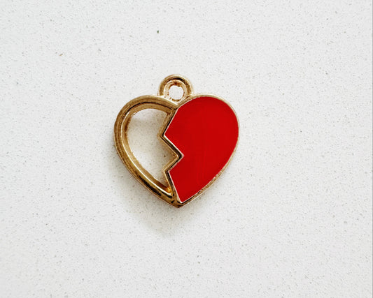 Half Red Heart Charm