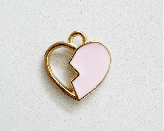 Half Pink Heart Charm