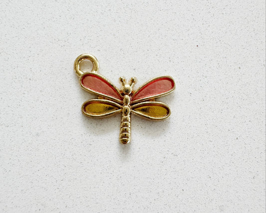 Peach Yellow Dragon Fly Charm