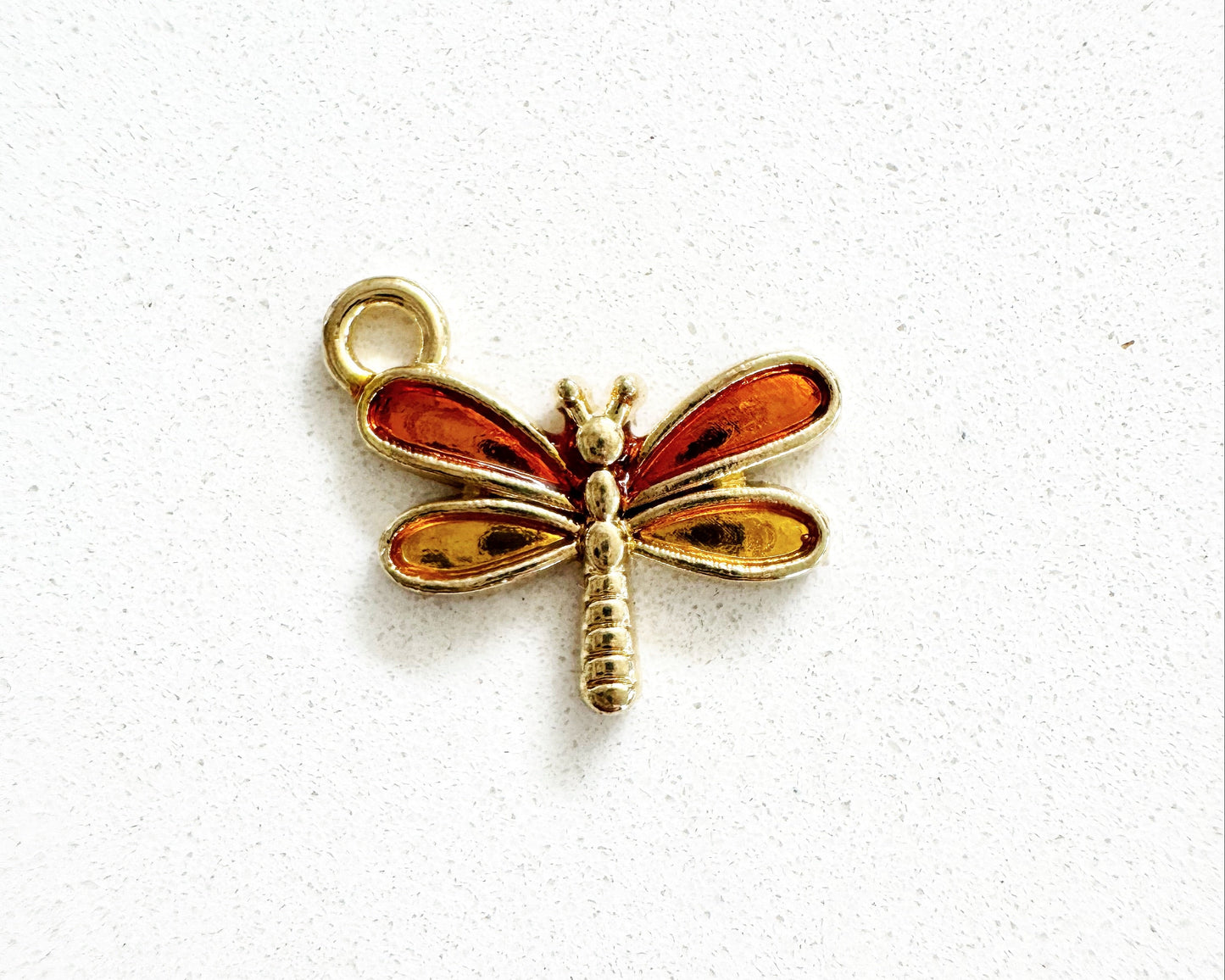 Orange Yellow Dragon Fly Charm
