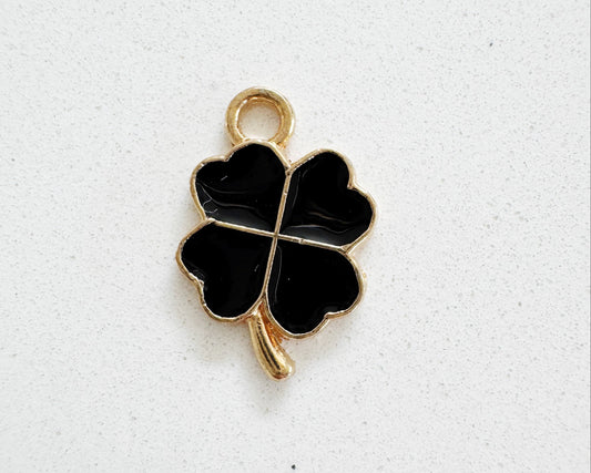 Black Four leaf Clover Charm