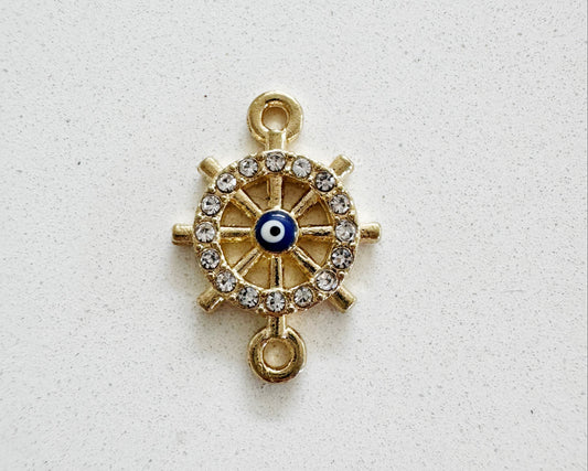 Diamonte Ship's Wheel with Evil Eye Charm