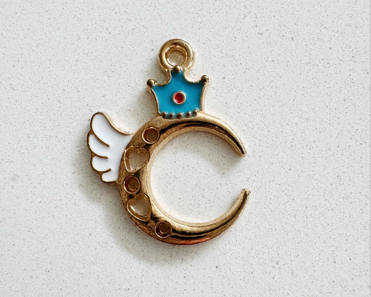 Crescent Moon with Crown Charm