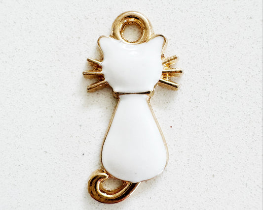 Large White Cat Charm
