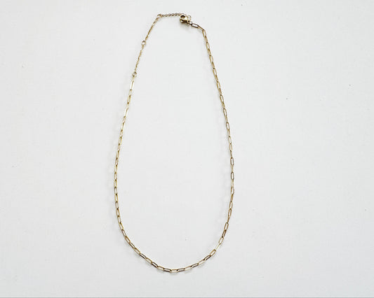 Small Paper Clip Long Chain Necklace