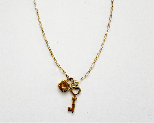 Key and Padlock Necklace