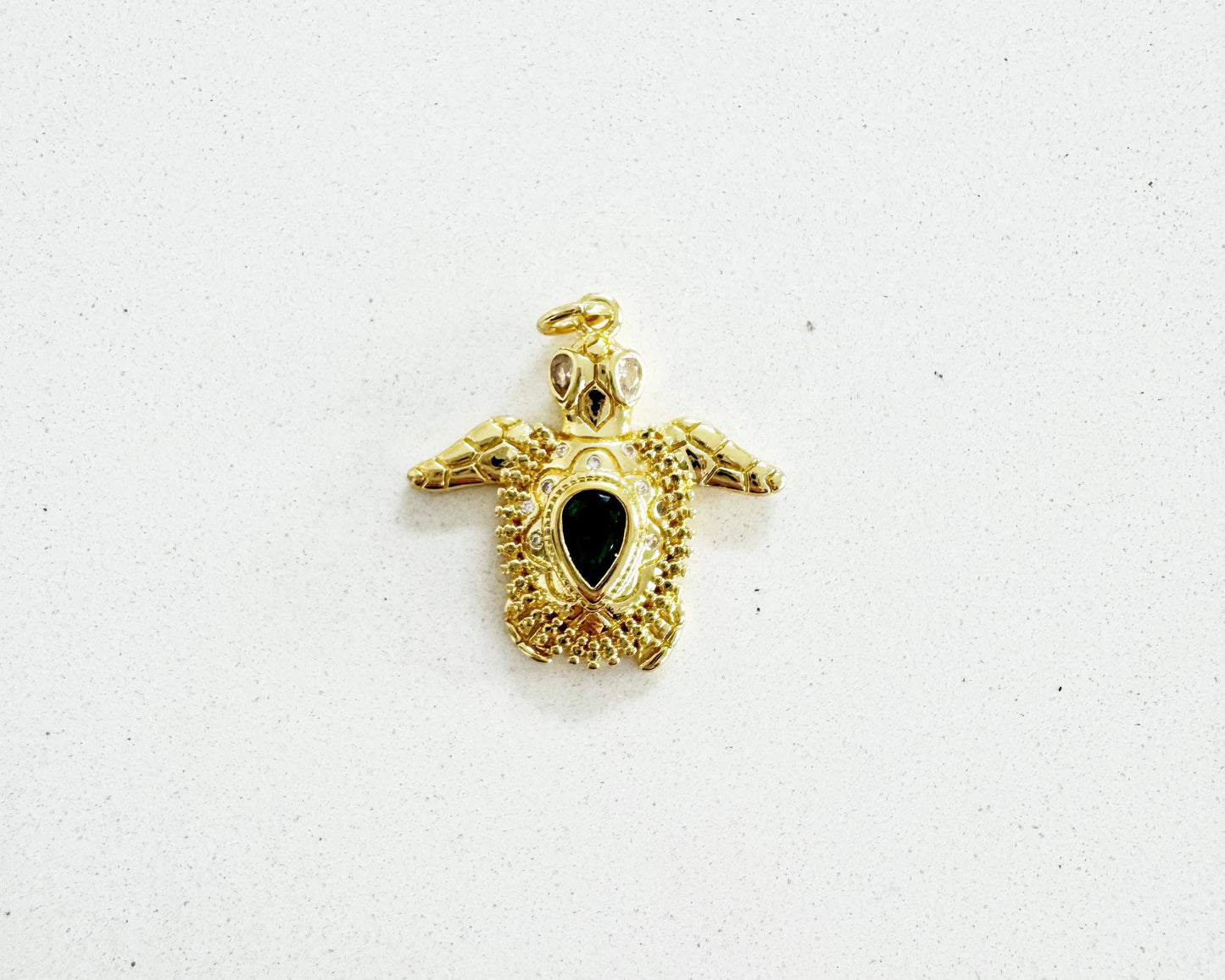 Turtle Charm with Green Stone