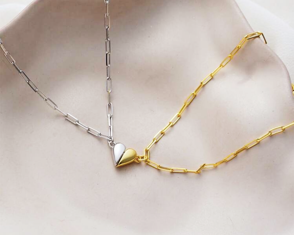 Pair of Bracelets with a Magnetic heart