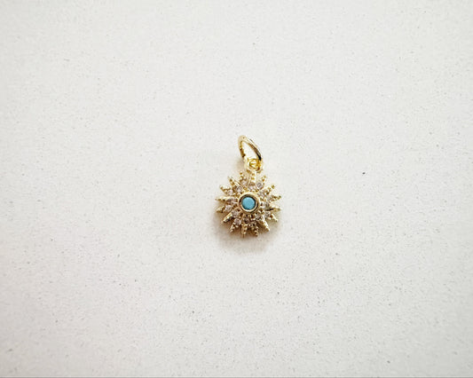 Mini Crystal Blue Flower Charm