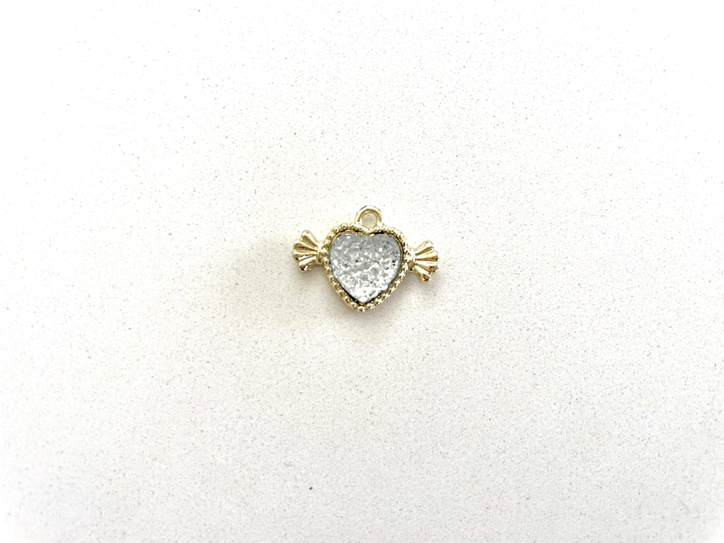 White Diamonte Heart Charm