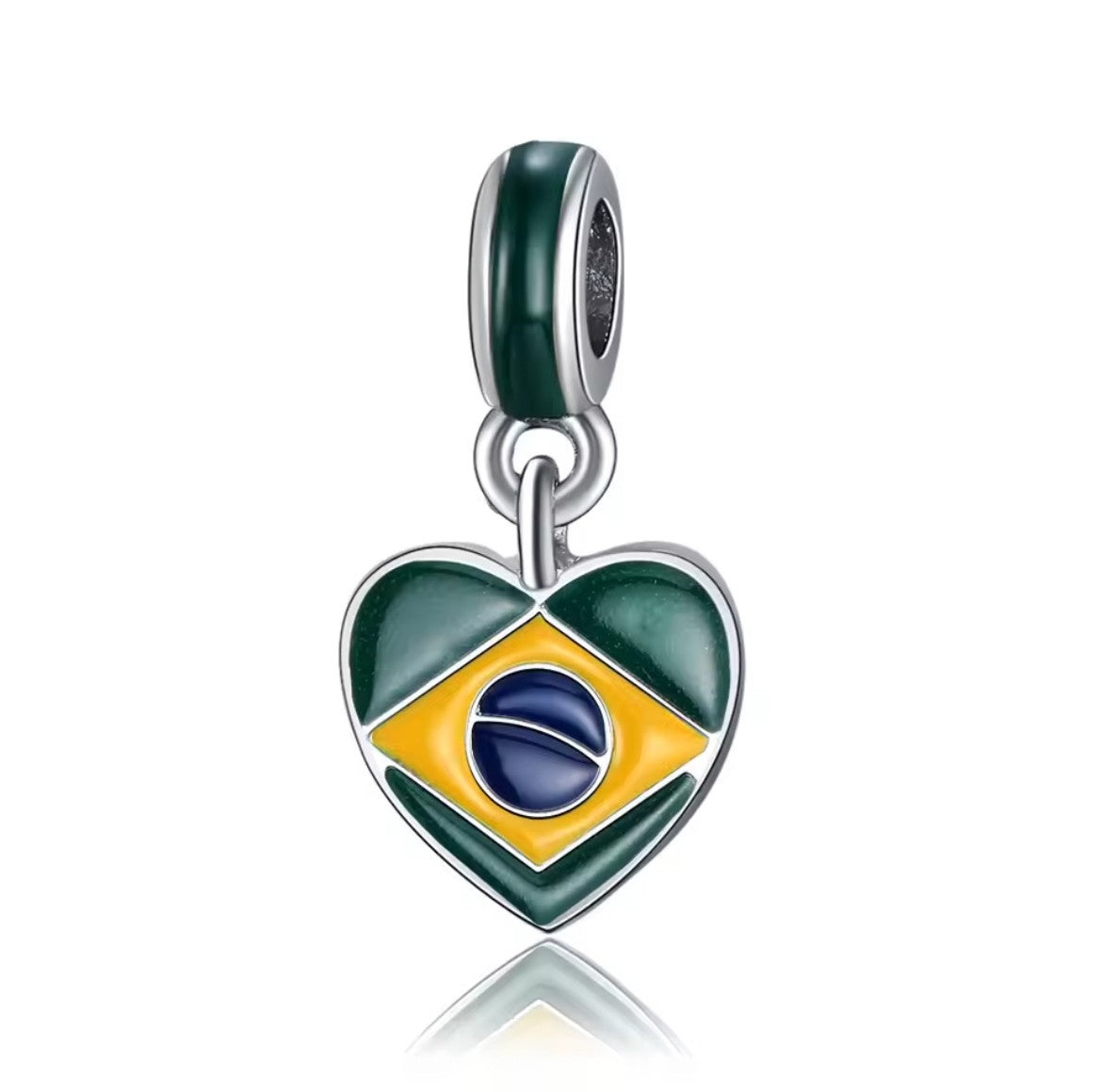 Brazil Flag Heart Dangle Charm