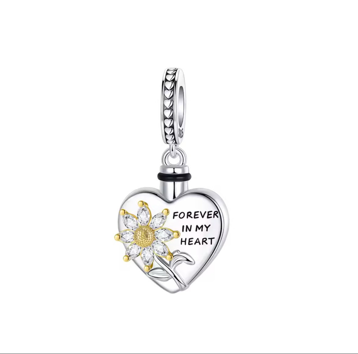 Heart Sunflower Dangle Charm