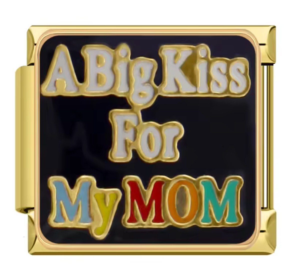 A Big Kiss for My Mom Italy Charm Gold Link