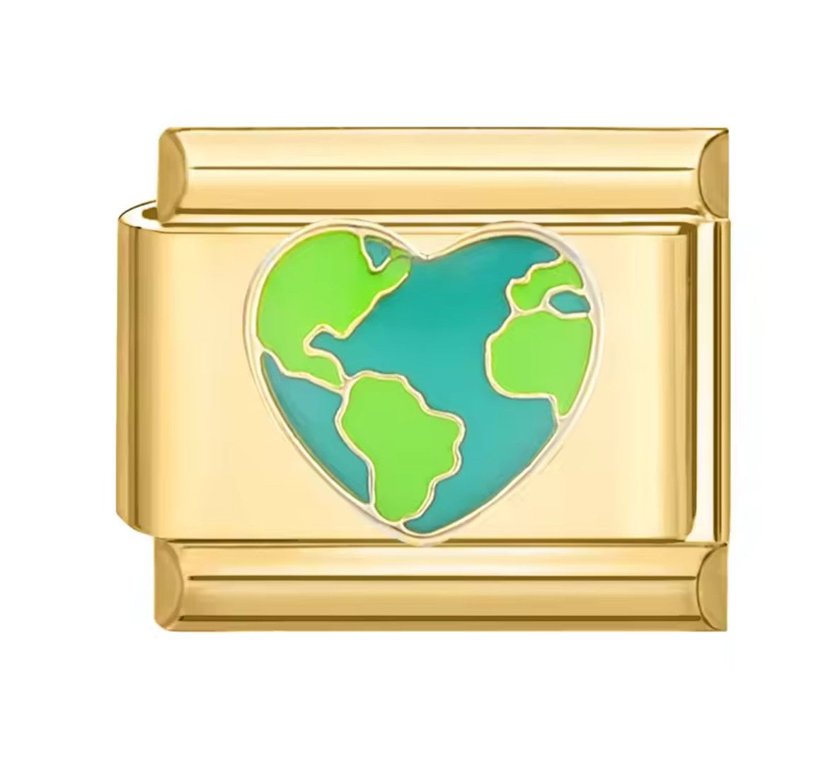 Heart Earth Italy Charm Gold Link