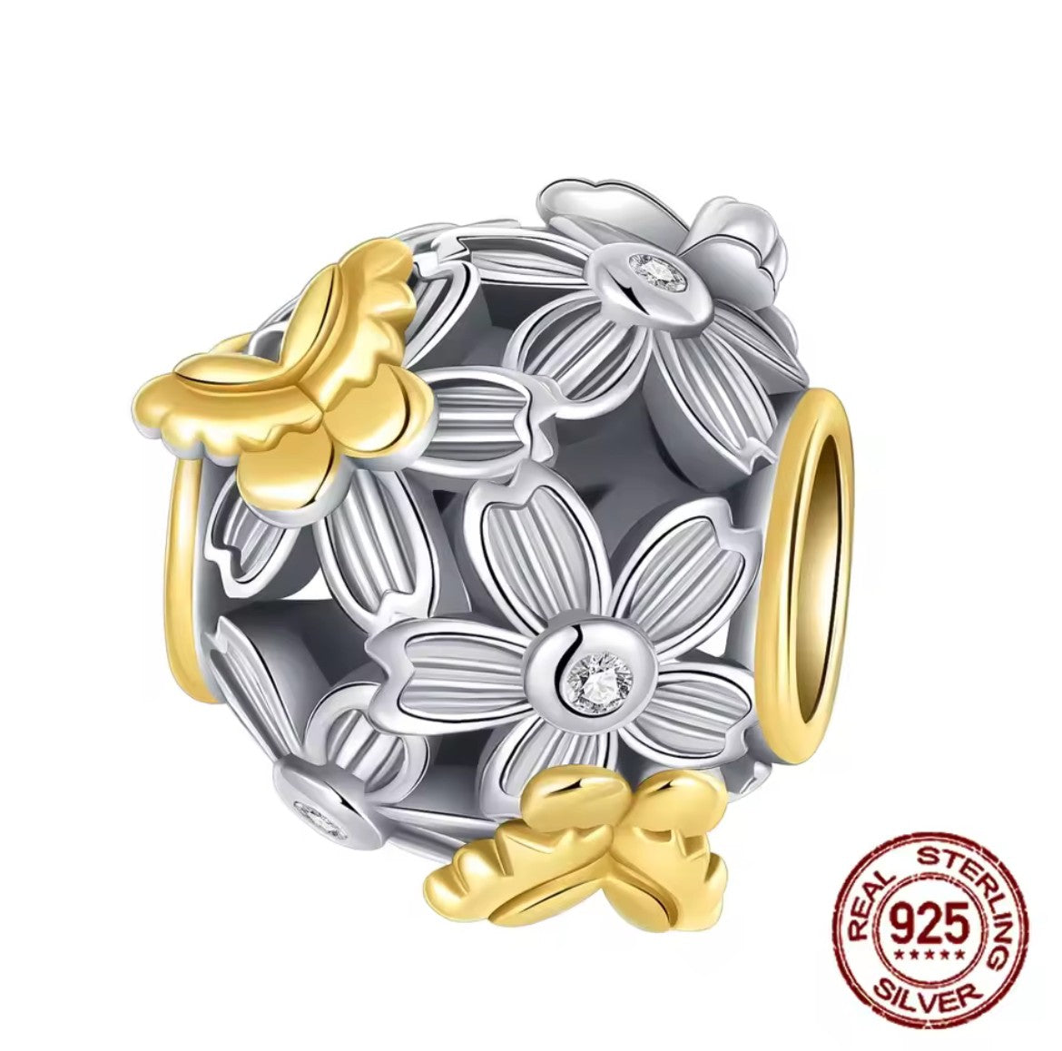 Flower and Butterfly Charm