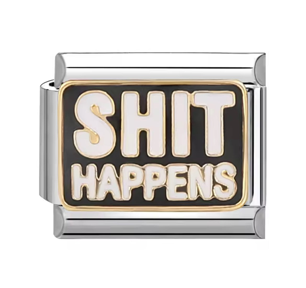 Shit Happens Italy Charm Silver Link