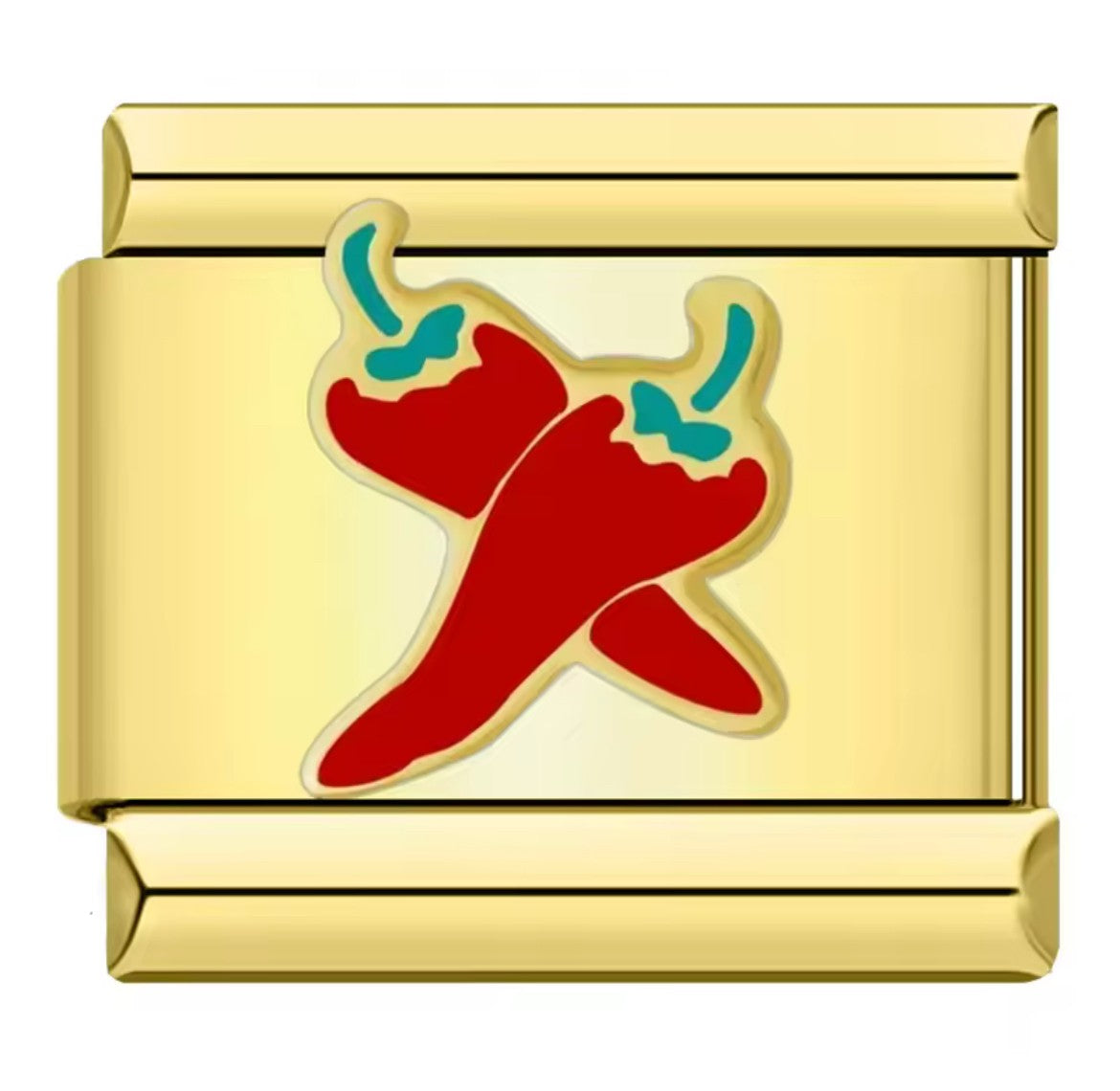 Red Chili Peppers Italy Charm Gold Link