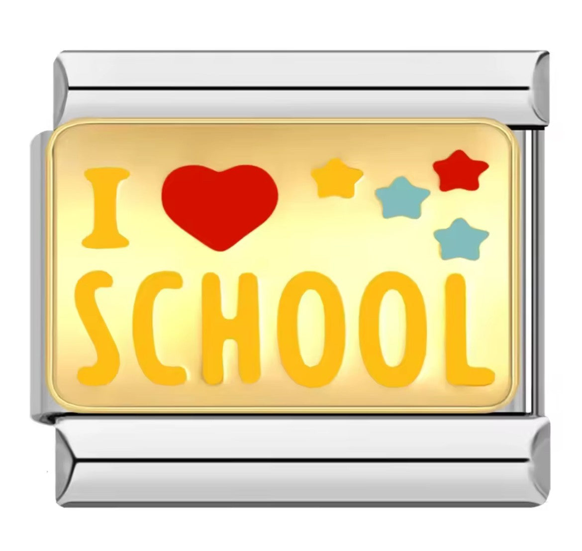 I Love School Italy Charm Silver Link