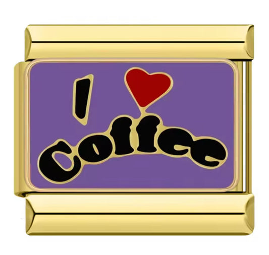 I Love Coffee Italy Charm Gold Link