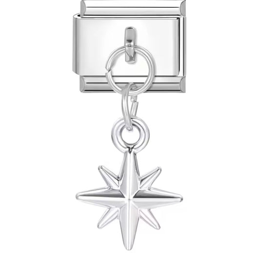 Starburst Italy Dangle Charm Silver Link