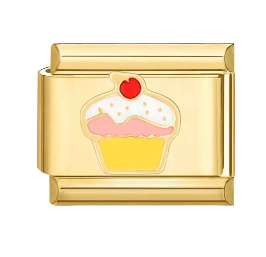 Cup Cake Italy Charm Gold Link