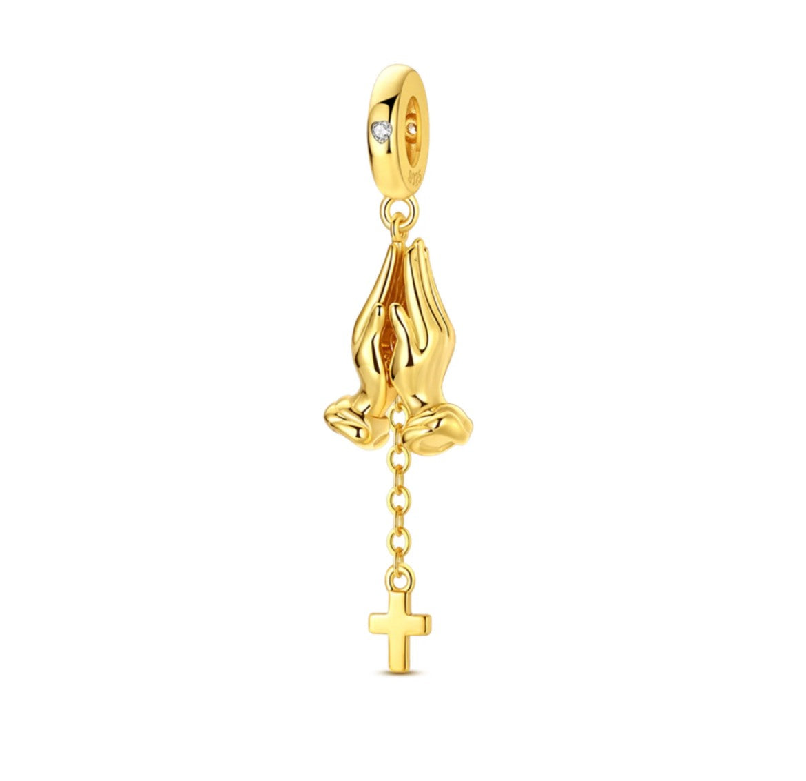 Praying Hands & Cross Dangle Charm