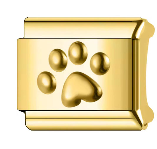 Paw Print Italy Charm Gold Link