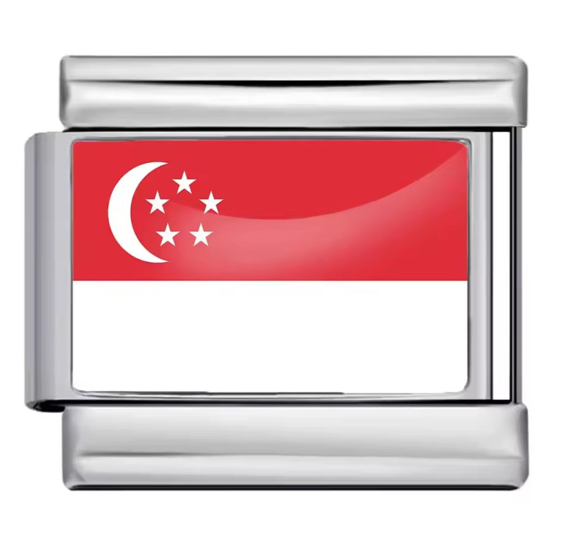 Singapore Flag Charm Silver Link