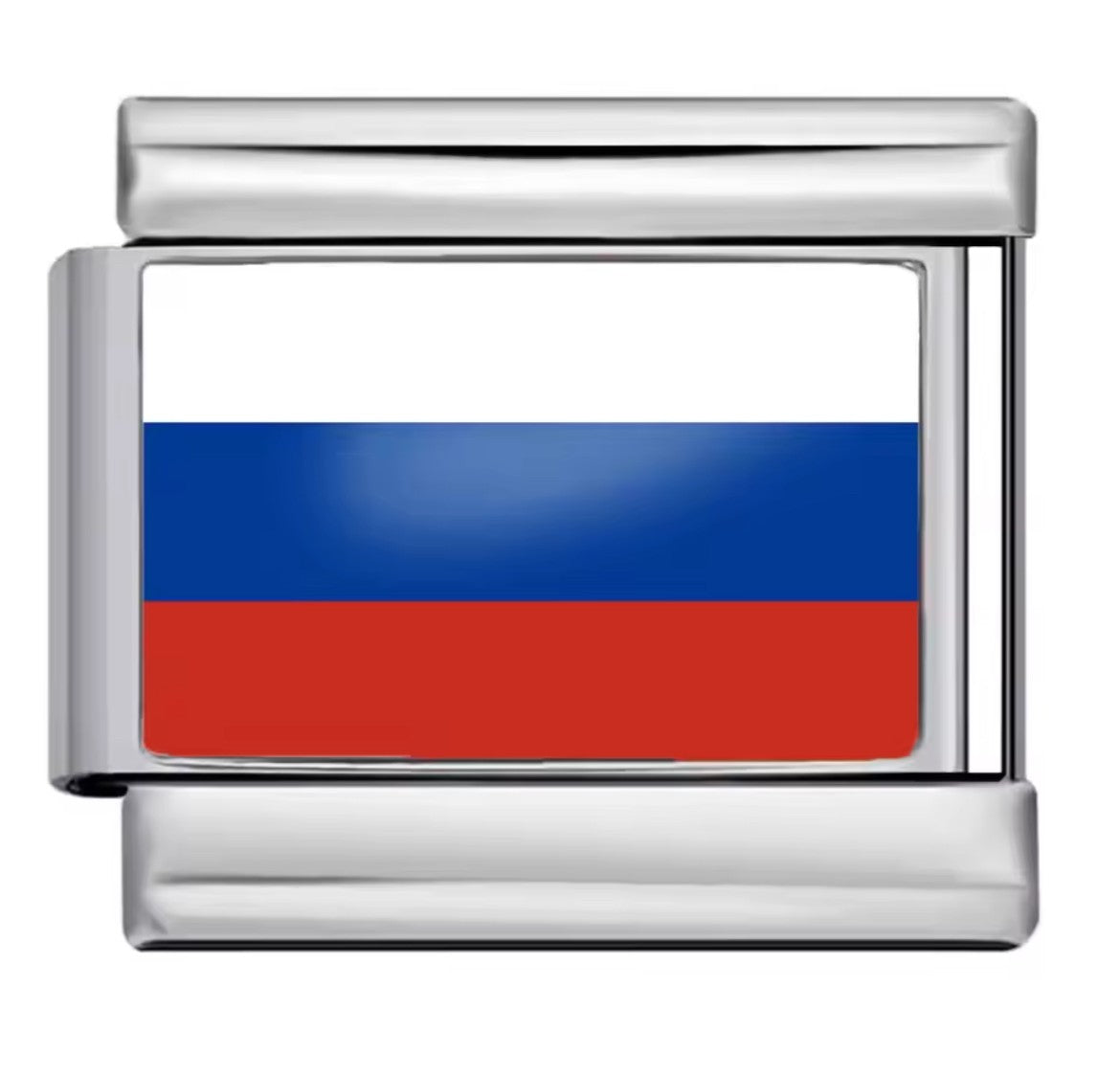 Russia Flag Charm Silver Link