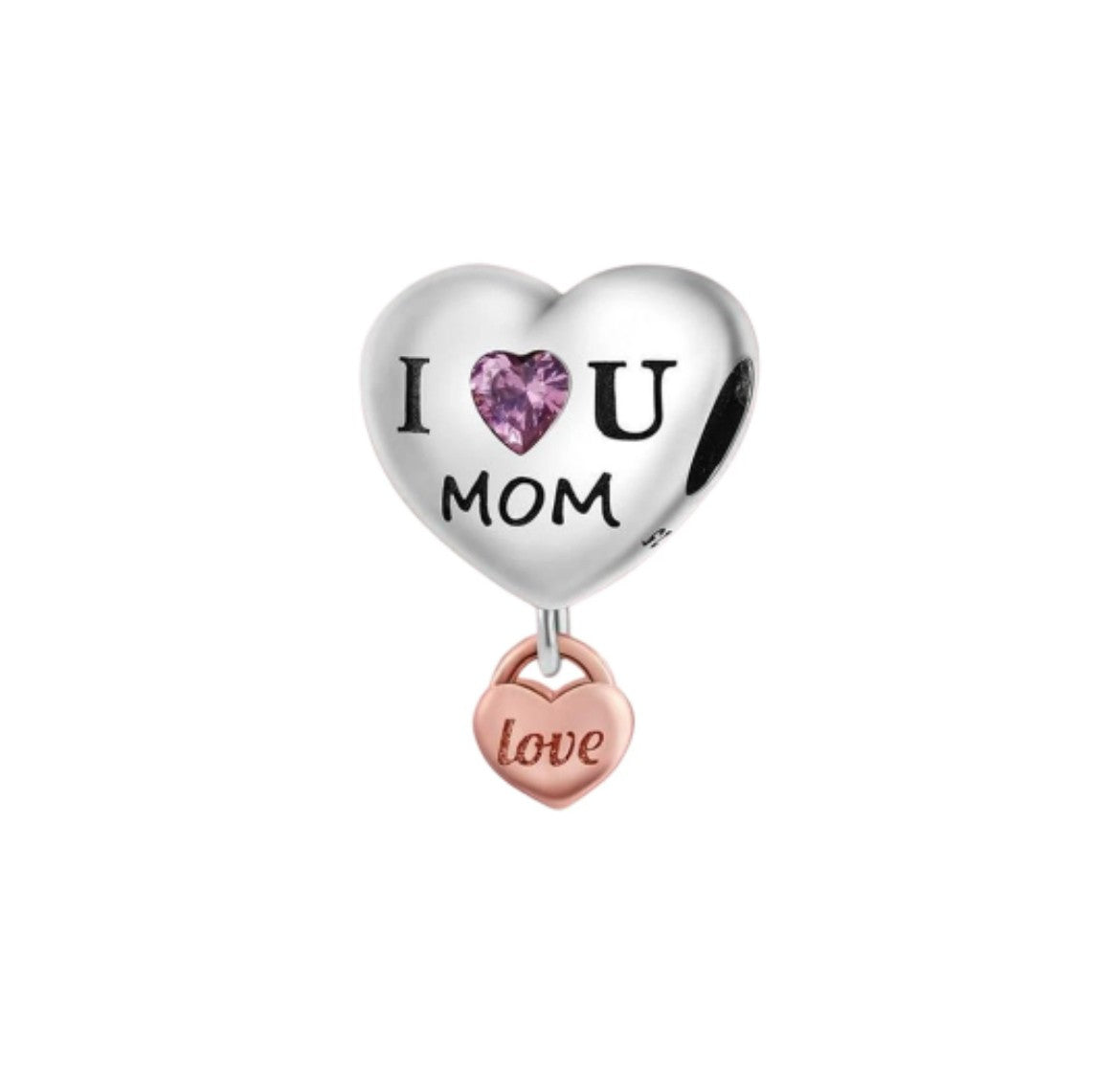 I Love You Mom Heart Charm