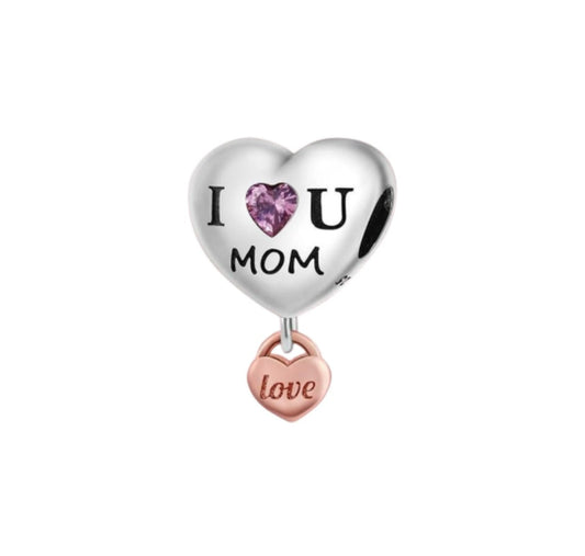 I Love You Mom Heart Charm